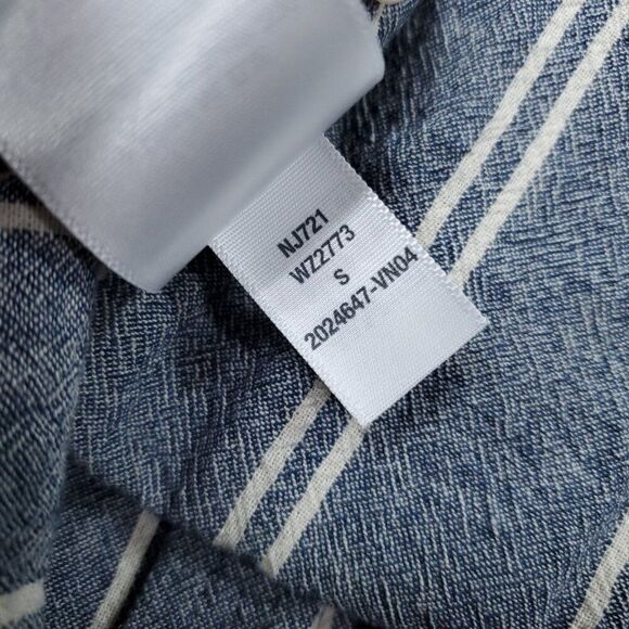 Madewell Easy Fit Crinkle Cotton Short Sleeve Shirt Small Striped Gray Men's - Picture 6 of 8